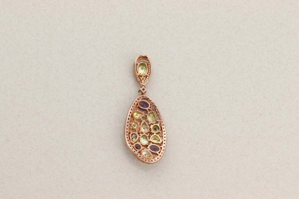 Pendant Only 18k Rose Gold over Sterling Silver Multi Stone CZ Pendant - Picture 6 of 6